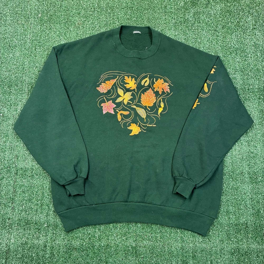 Vintage 90's Fall Leaves Dunbrooke Sport Graphic Crewneck Sweatshirt